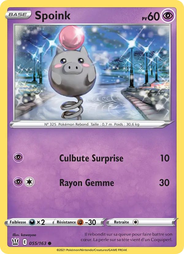 Scan HD carte Pokémon Spoink 55/163 — Styles de combat