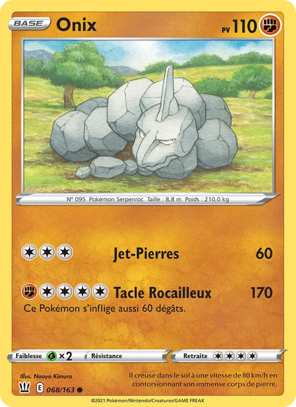 Scan HD carte Pokémon Onix 68/163 — Styles de combat