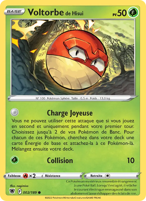 Scan HD carte Pokémon Voltorbe de Hisui 002/189 — Astres Radieux