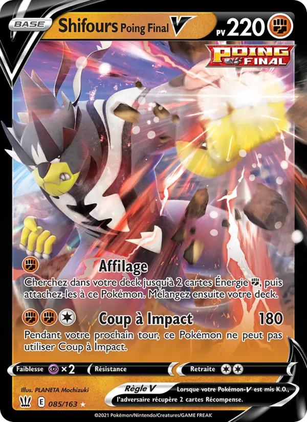 Scan HD carte Pokémon Shifours Poing Final V 85/163 — Styles de combat