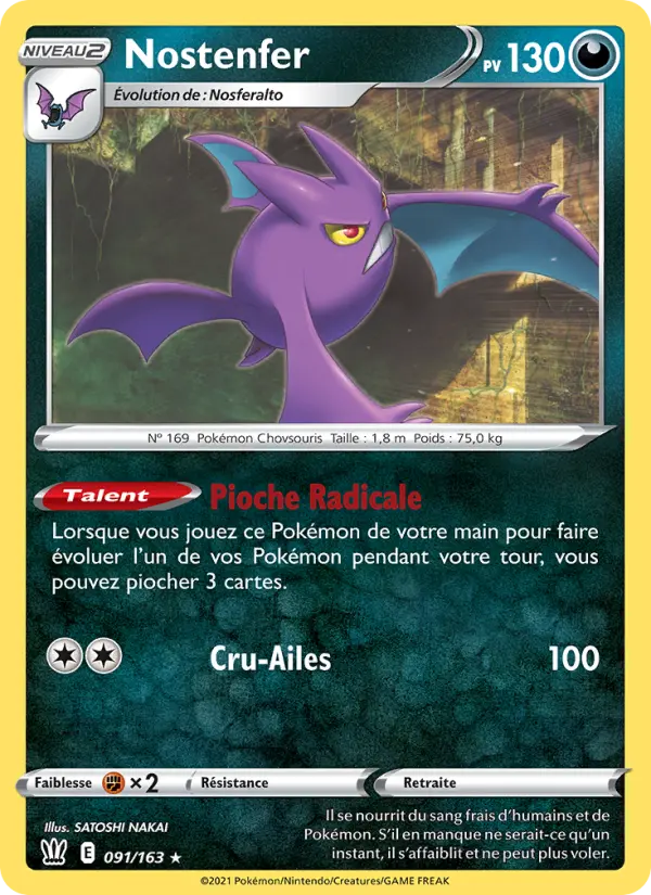 Scan HD carte Pokémon Nostenfer 91/163 — Styles de combat