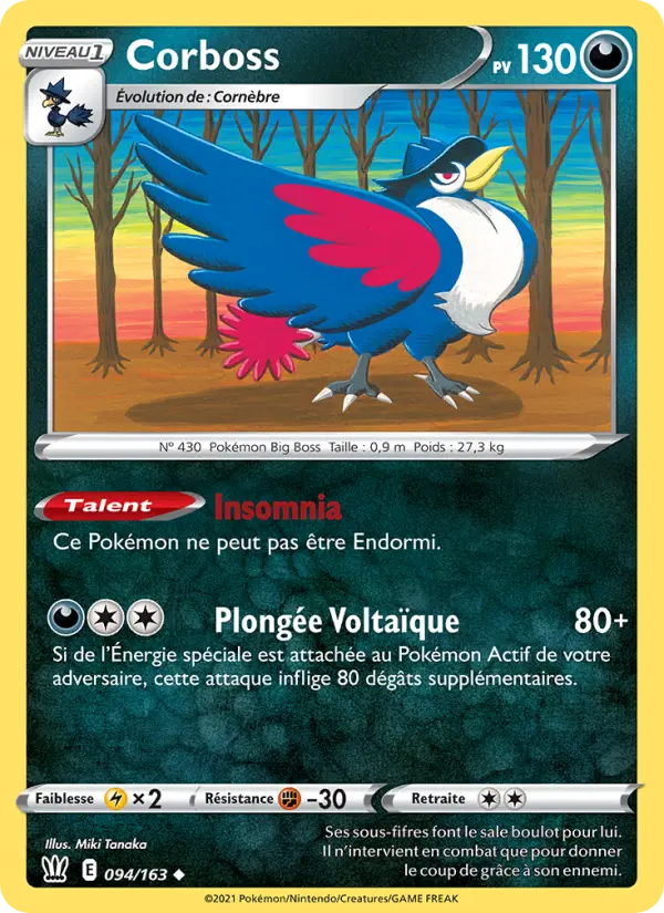 Scan HD carte Pokémon Corboss 94/163 — Styles de combat