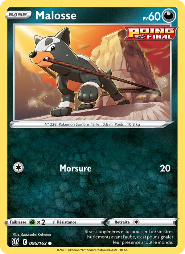 Scan HD carte Pokémon Malosse 95/163 — Styles de combat