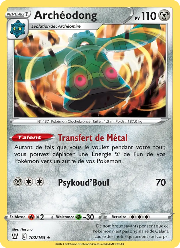 Scan HD carte Pokémon Archéodong 102/163 — Styles de combat