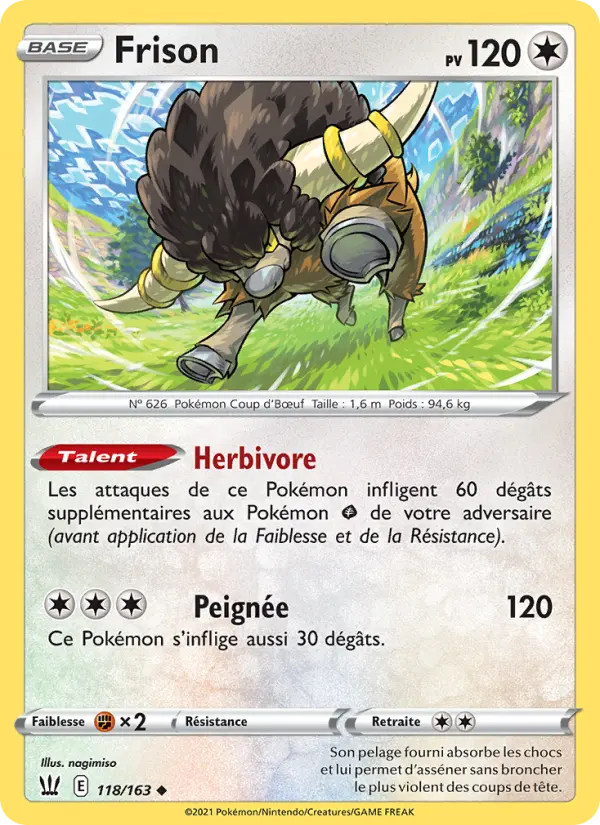 Scan HD carte Pokémon Frison 118/163 — Styles de combat