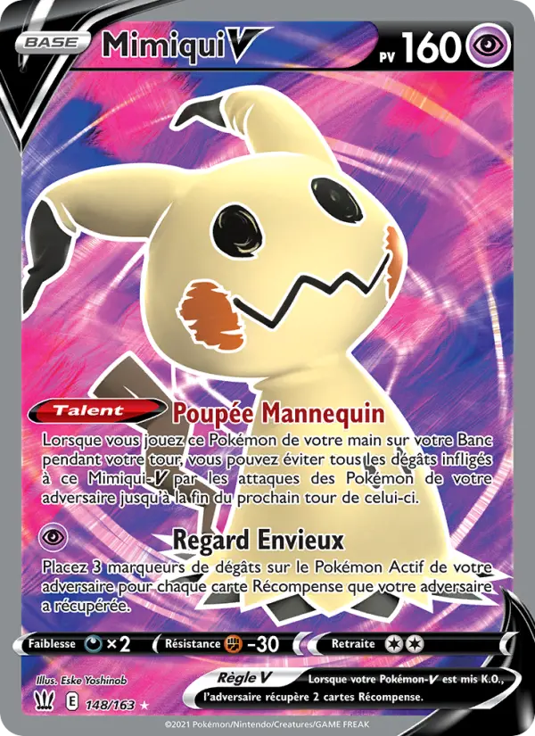 Scan HD carte Pokémon Mimiqui V 148/163 — Styles de combat