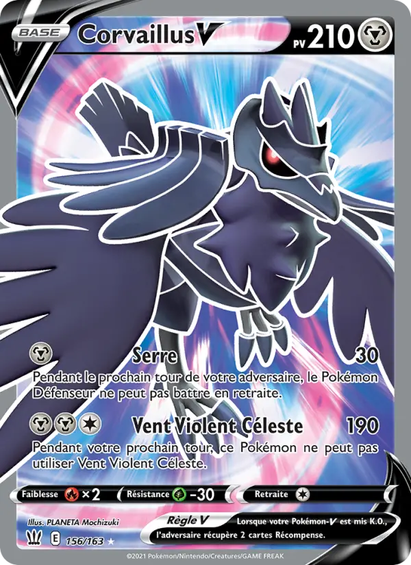 Scan HD carte Pokémon Corvaillus V 156/163 — Styles de combat