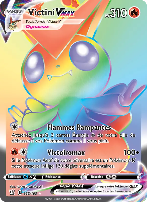 Scan HD carte Pokémon Victini VMAX 165/163 — Styles de combat