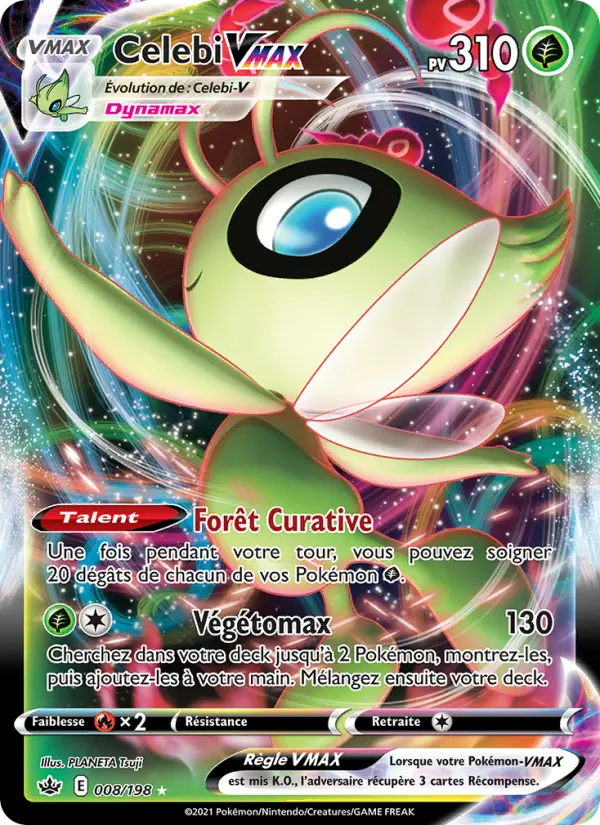 Scan HD carte Pokémon Celebi VMAX 8/198 — Règne de Glace