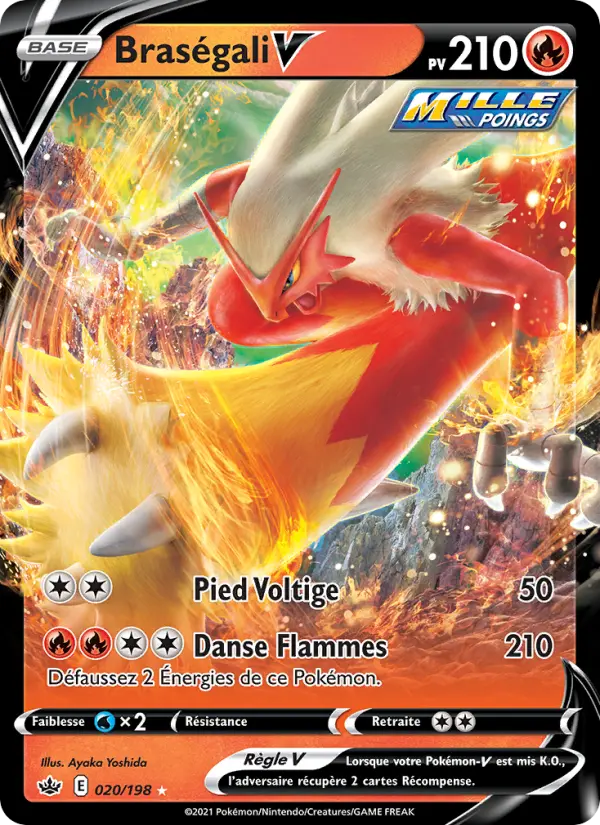 Scan HD carte Pokémon Braségali V 20/198 — Règne de Glace