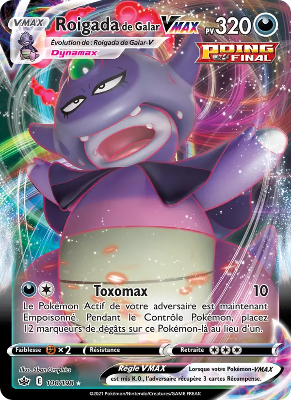 Scan HD carte Pokémon Roigada de Galar VMAX 100/198 — Règne de Glace