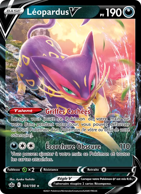 Scan HD carte Pokémon Léopardus V 104/198 — Règne de Glace