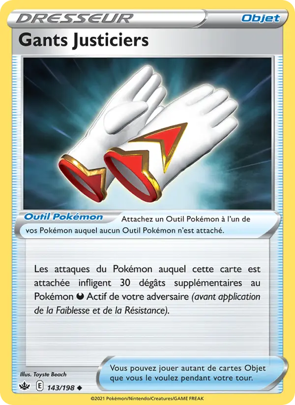 Scan HD carte Pokémon Gants Justiciers 143/198 — Règne de Glace