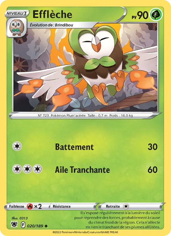 Scan HD carte Pokémon Efflèche 020/189 — Astres Radieux