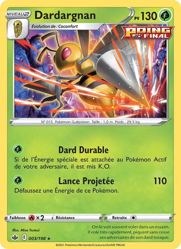 Scan HD carte Pokémon Dardargnan 3/198 — Règne de Glace