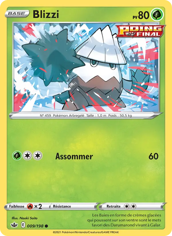 Scan HD carte Pokémon Blizzi 9/198 — Règne de Glace