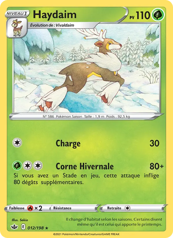Scan HD carte Pokémon Haydaim 12/198 — Règne de Glace