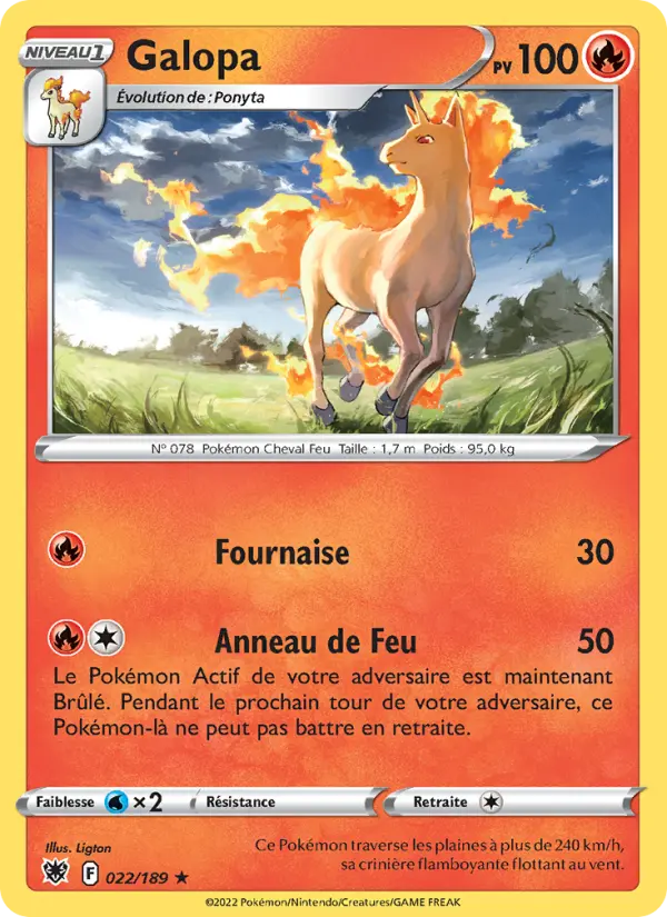 Scan HD carte Pokémon Galopa 022/189 — Astres Radieux