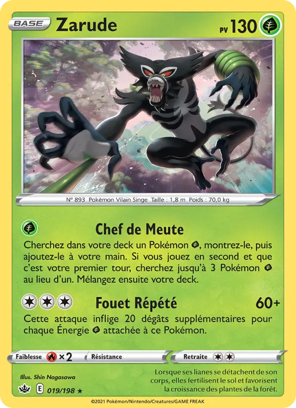 Scan HD carte Pokémon Zarude 19/198 — Règne de Glace