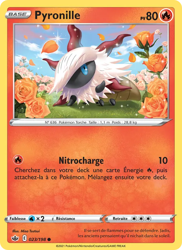 Scan HD carte Pokémon Pyronille 23/198 — Règne de Glace