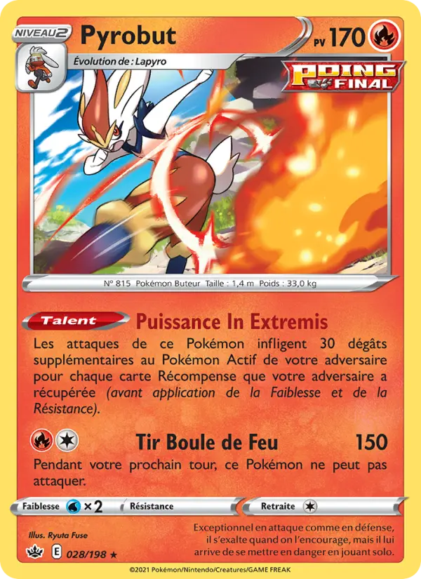 Scan HD carte Pokémon Pyrobut 28/198 — Règne de Glace