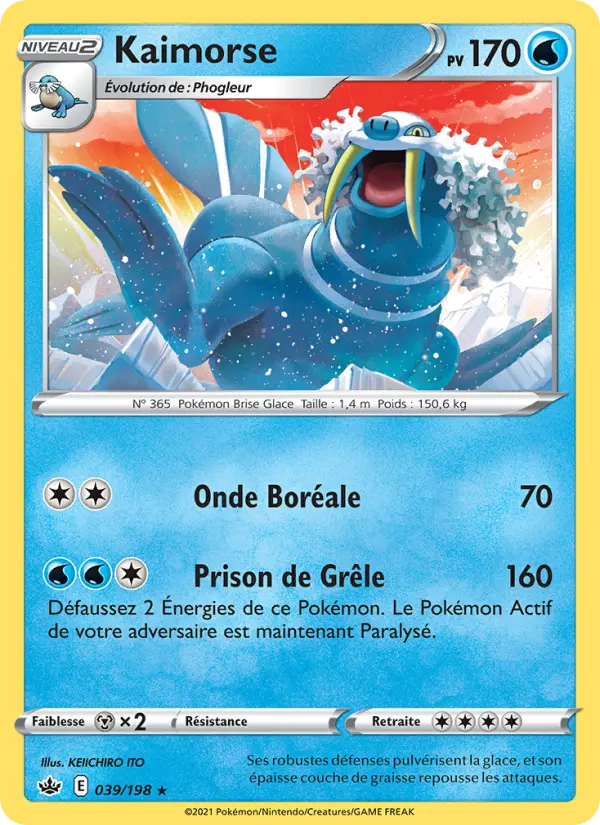 Scan HD carte Pokémon Kaimorse 39/198 — Règne de Glace