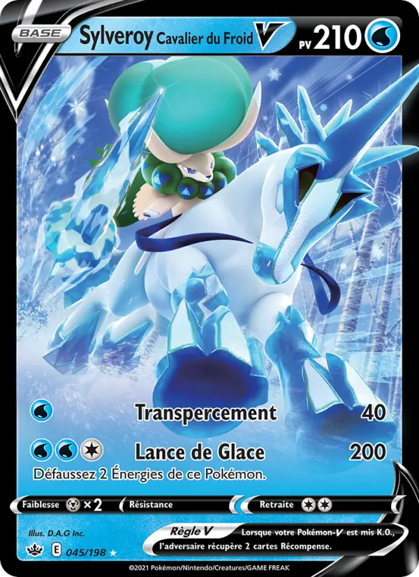 Scan HD carte Pokémon Sylveroy Cavalier du Froid V 45/198 — Règne de Glace
