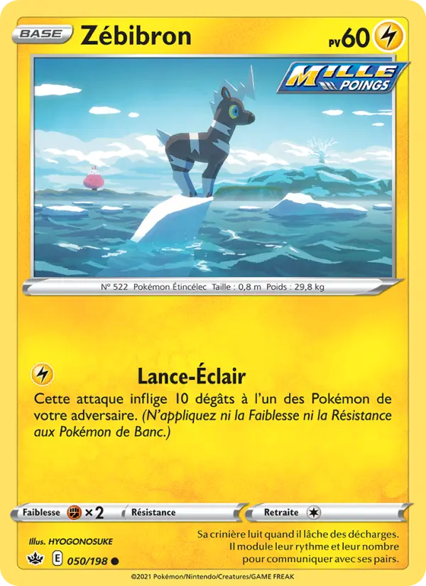 Scan HD carte Pokémon Zébibron 50/198 — Règne de Glace