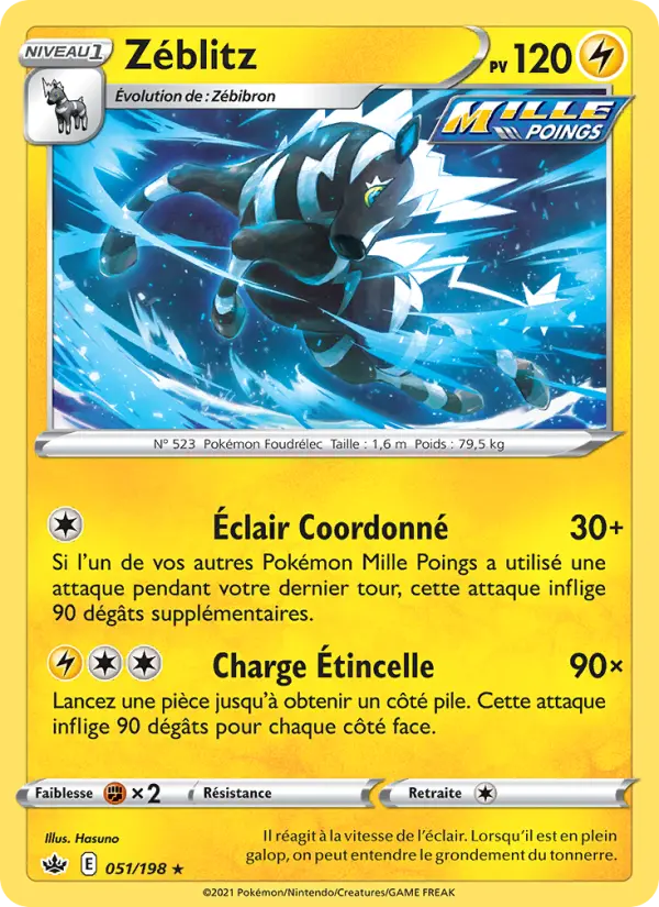 Scan HD carte Pokémon Zéblitz 51/198 — Règne de Glace