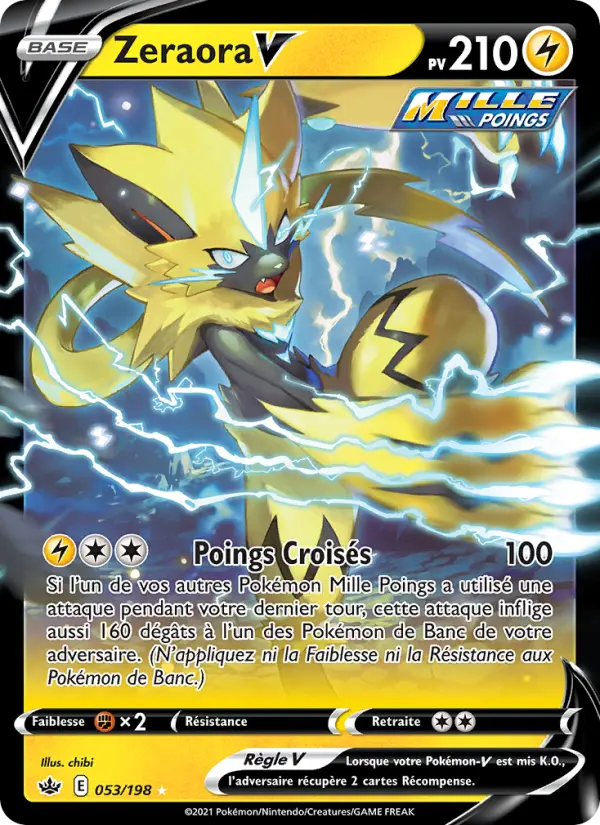 Scan HD carte Pokémon Zeraora V 53/198 — Règne de Glace