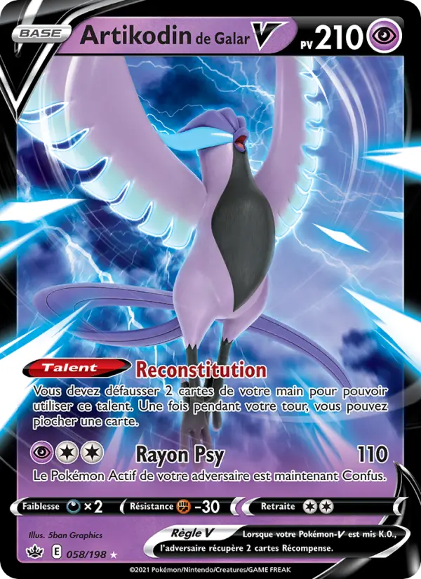 Scan HD carte Pokémon Artikodin de Galar V 58/198 — Règne de Glace