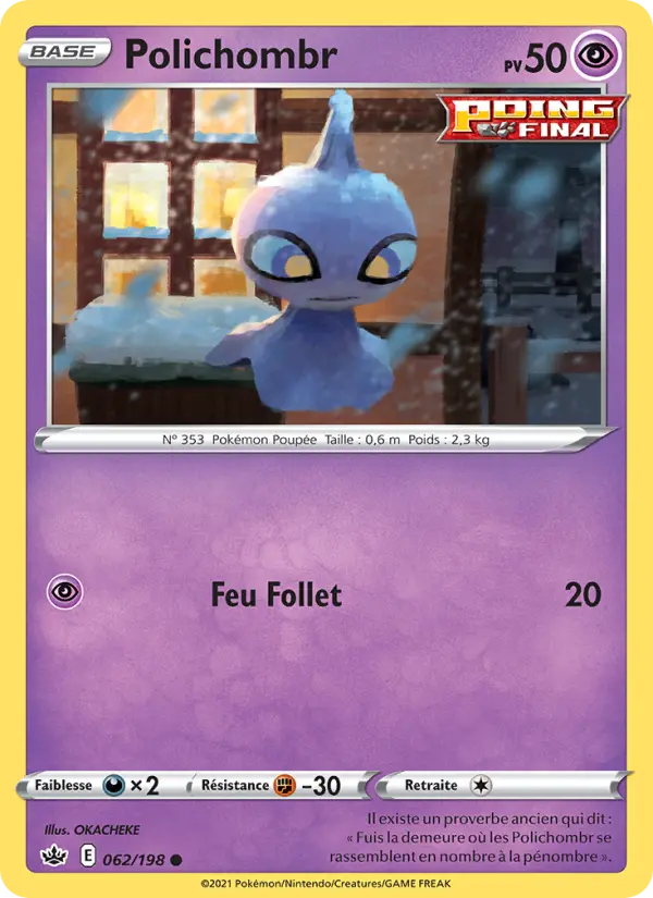 Scan HD carte Pokémon Polichombr 62/198 — Règne de Glace