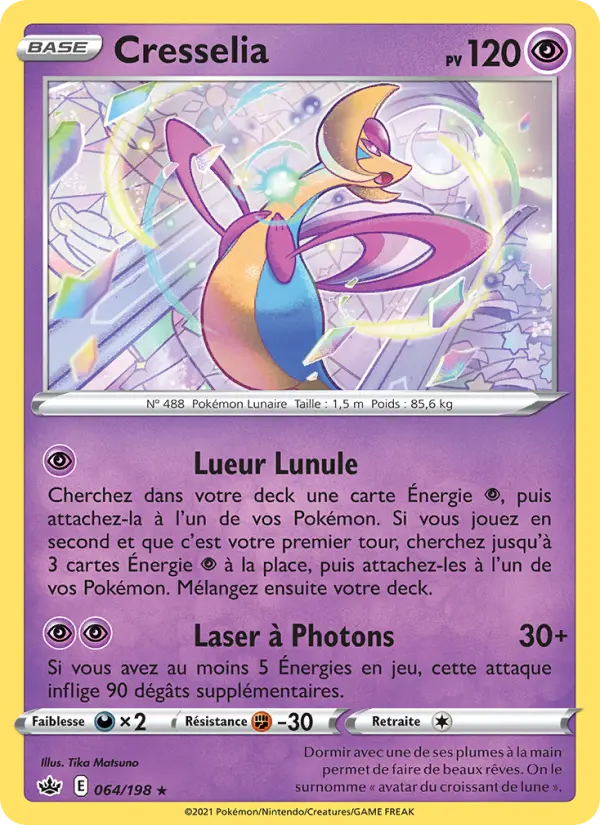 Scan HD carte Pokémon Cresselia 64/198 — Règne de Glace