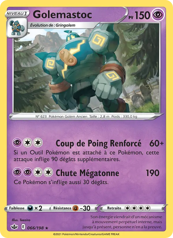 Scan HD carte Pokémon Golemastoc 66/198 — Règne de Glace