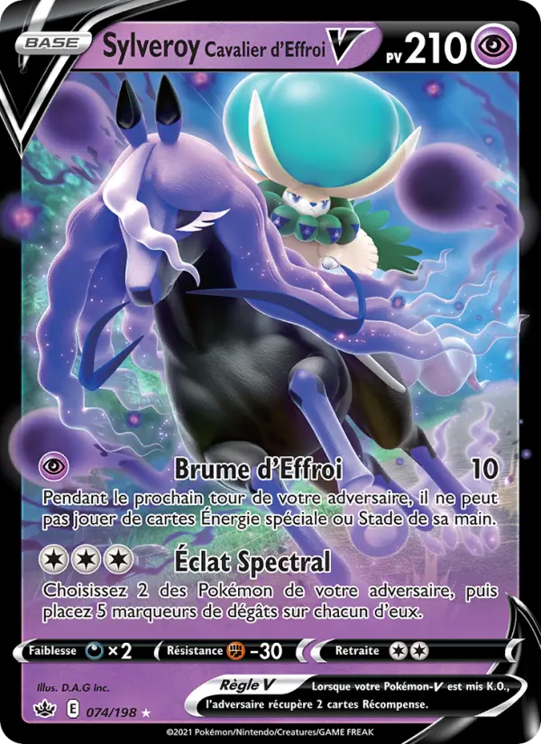 Scan HD carte Pokémon Sylveroy Cavalier d'Effroi V 74/198 — Règne de Glace