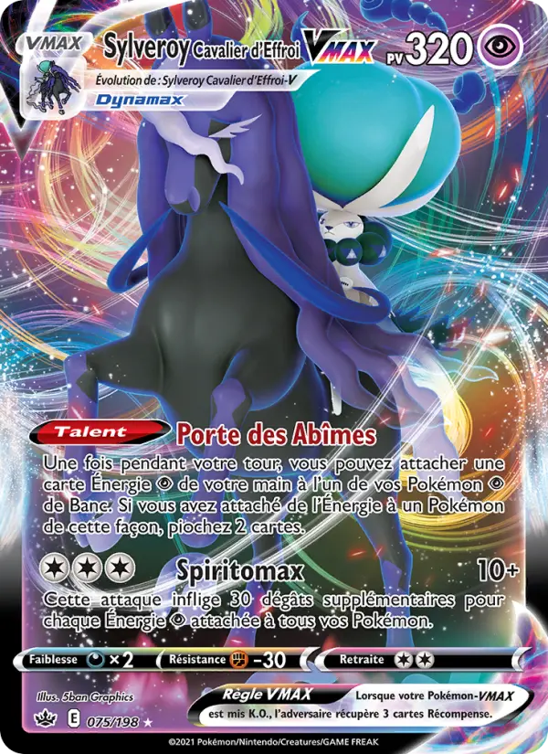 Scan HD carte Pokémon Sylveroy Cavalier d'Effroi VMAX 75/198 — Règne de Glace