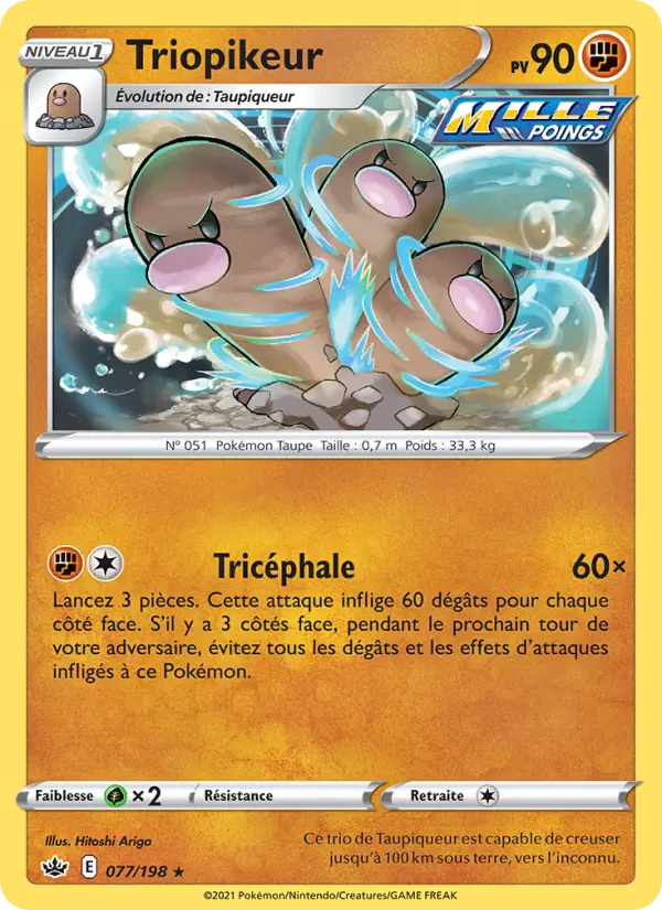 Scan HD carte Pokémon Triopikeur 77/198 — Règne de Glace