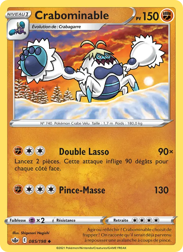 Scan HD carte Pokémon Crabominable 85/198 — Règne de Glace
