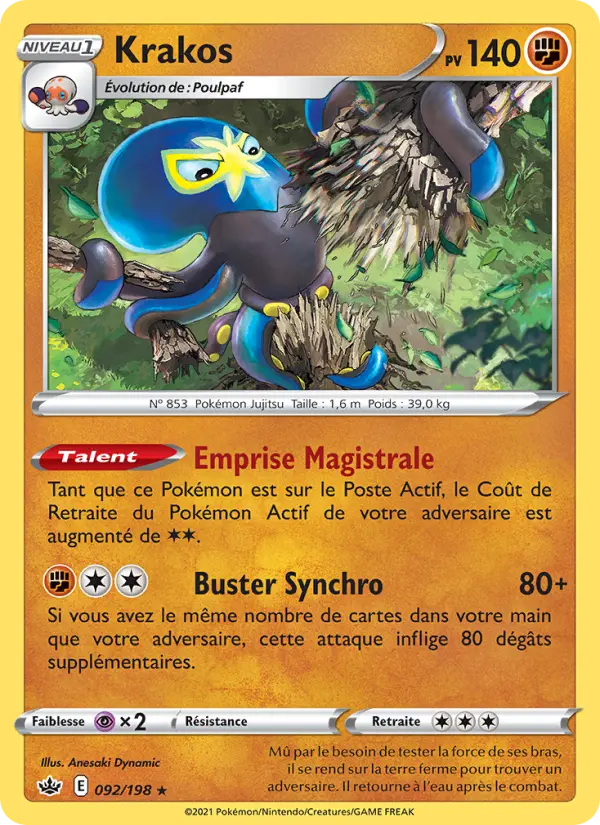 Scan HD carte Pokémon Krakos 92/198 — Règne de Glace