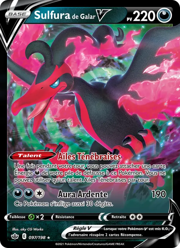 Scan HD carte Pokémon Sulfura de Galar V 97/198 — Règne de Glace