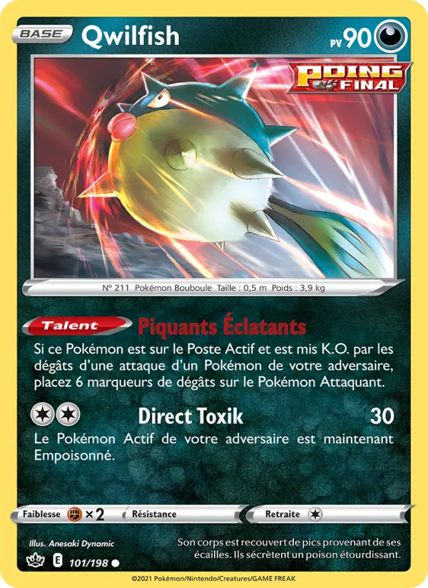 Scan HD carte Pokémon Qwilfish 101/198 — Règne de Glace