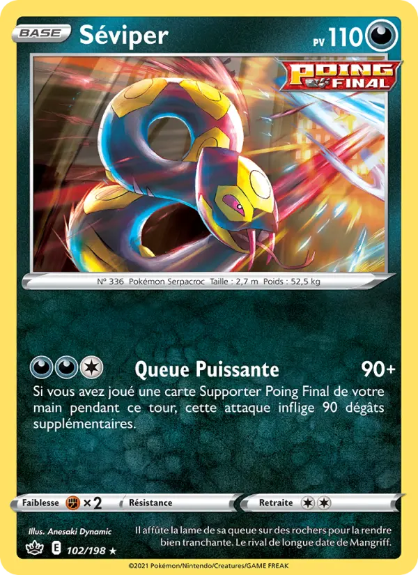 Scan HD carte Pokémon Séviper 102/198 — Règne de Glace
