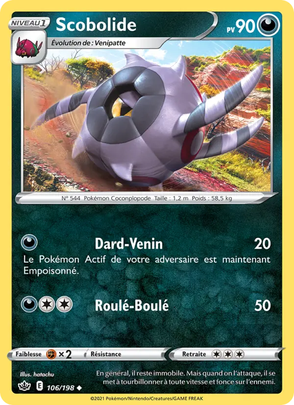 Scan HD carte Pokémon Scobolide 106/198 — Règne de Glace