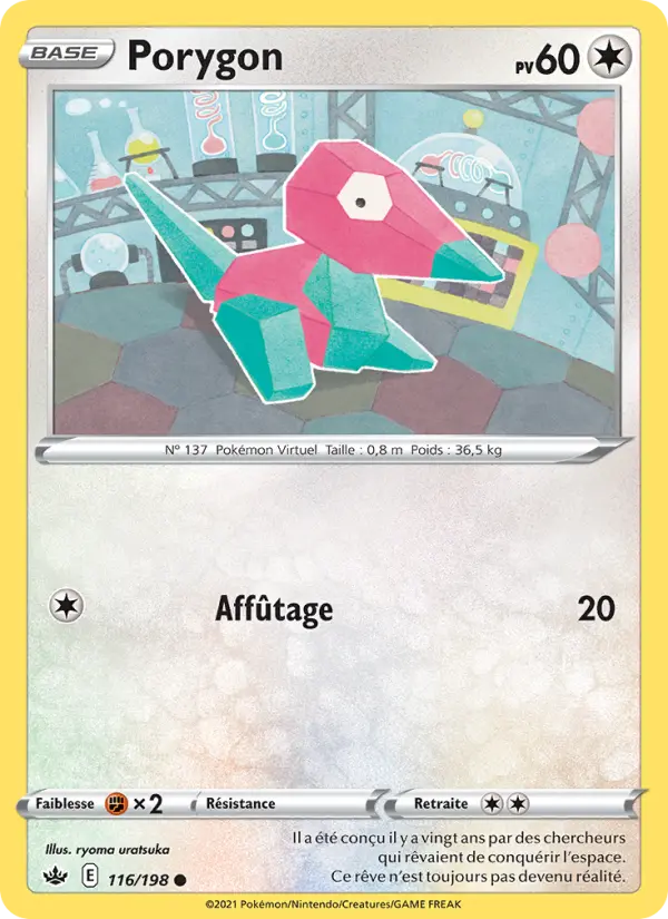 Scan HD carte Pokémon Porygon 116/198 — Règne de Glace