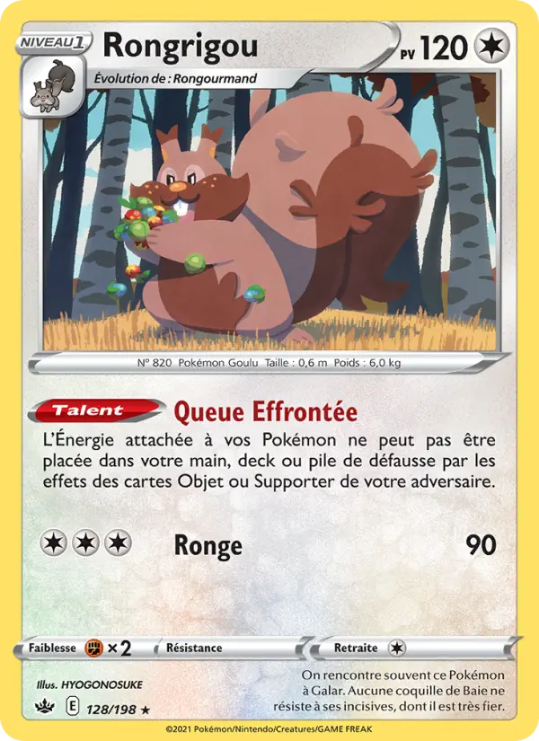Scan HD carte Pokémon Rongrigou 128/198 — Règne de Glace