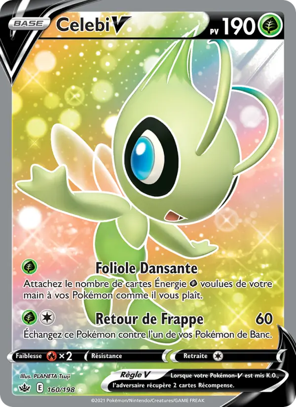 Scan HD carte Pokémon Celebi V 160/198 — Règne de Glace