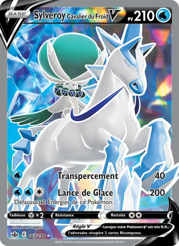 Scan HD carte Pokémon Sylveroy Cavalier du Froid V 163/198 — Règne de Glace