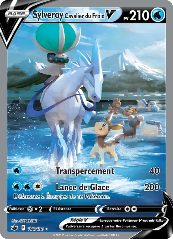 Scan HD carte Pokémon Sylveroy Cavalier du Froid V 164/198 — Règne de Glace