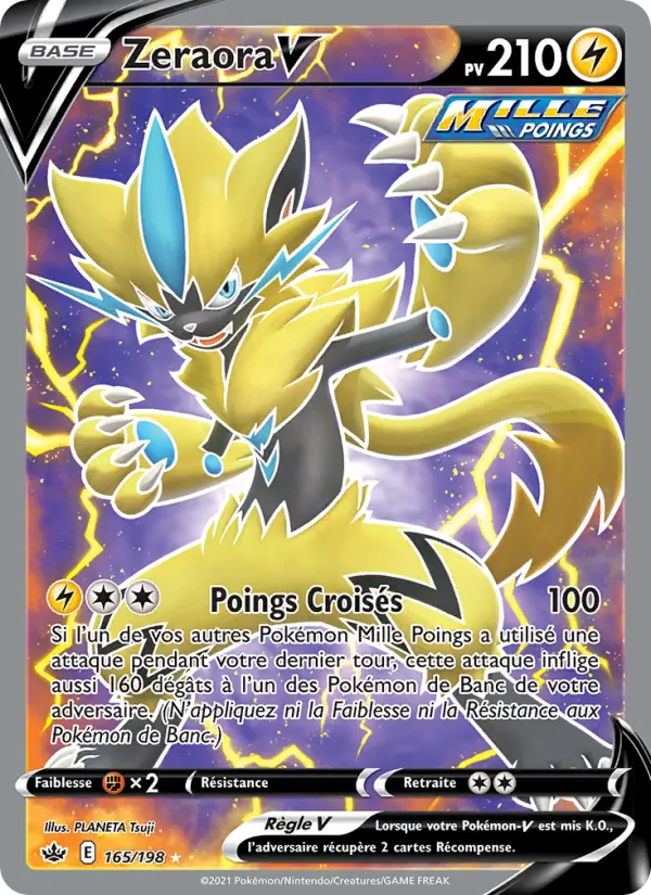 Scan HD carte Pokémon Zeraora V 165/198 — Règne de Glace