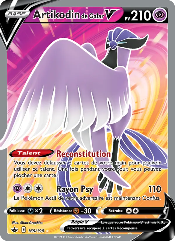 Scan HD carte Pokémon Artikodin de Galar V 169/198 — Règne de Glace